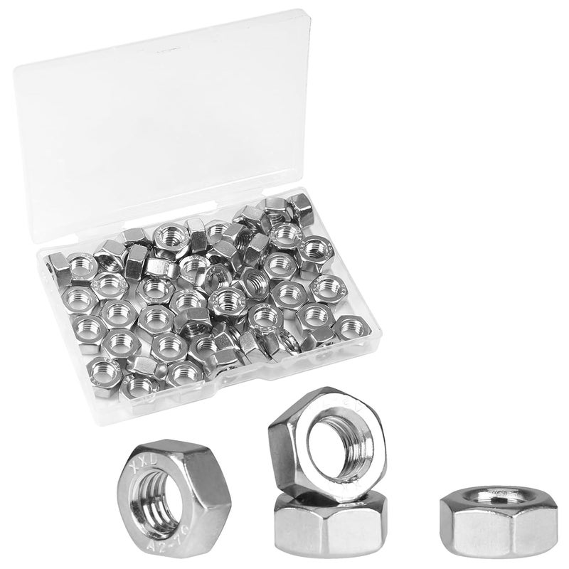 Yinpecly 50pcs M8-1.25 Hex Nut, 304 Stainless Steel Nuts,M8x1.25mm Hex Drive,Metric Coarse Thread Hexagon Nut,Small Nuts Fasteners, Right Hand, M8 Replacement Nut - Image 1